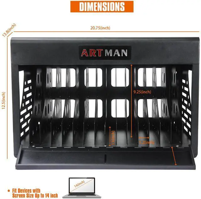 Alt view image 3 of 7 - 16 Bay Charging Cabinet for Laptop,Chromebook, Locking Charging Station-BLACK