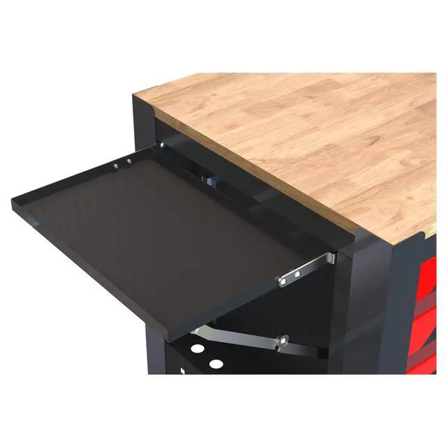 Alt view image 5 of 7 - 4 DRAWERS MULTIFUNCTIONAL TOOL CART WITH WHEELS AND WOODEN TOP