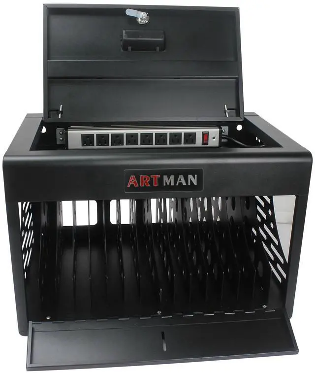 Alt view image 6 of 7 - 16 Bay Charging Cabinet for Laptop,Chromebook, Locking Charging Station-BLACK