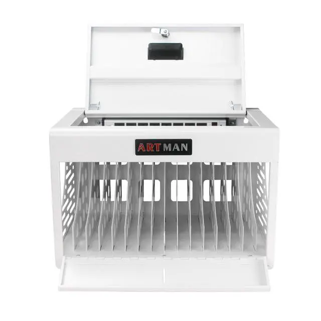Alt view image 5 of 7 - 16-Device Charging Station for Laptops/Tablets, Charging Cabinet for iPad/Chromebooks/Laptop Computers, Laptop & Tablet Storage Carts for Classroom/Library/Office/Lockable, White