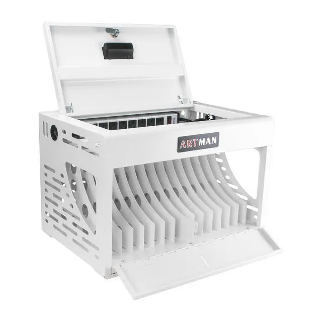 Alt view image 6 of 7 - 16-Device Charging Station for Laptops/Tablets, Charging Cabinet for iPad/Chromebooks/Laptop Computers, Laptop & Tablet Storage Carts for Classroom/Library/Office/Lockable, White