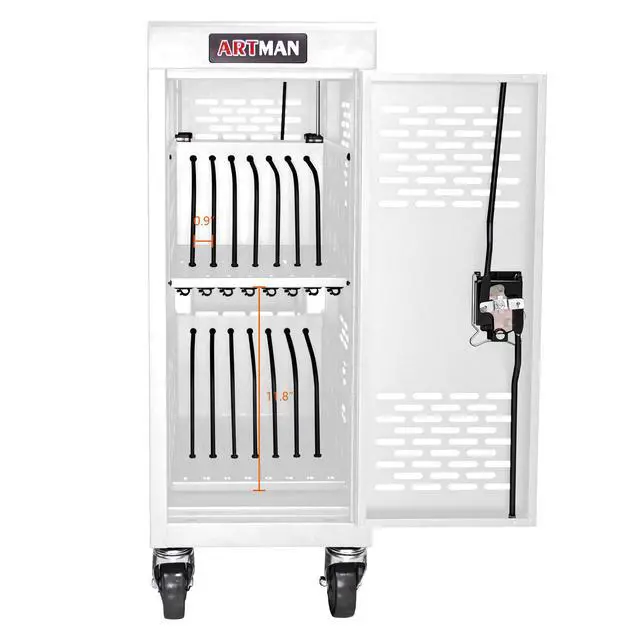 Alt view image 4 of 7 - 16-Compartment Removable Locking Charging Cabinet for Laptop, Chromebook-White
