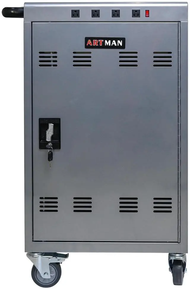 Main image of Mobile Charging Cart and Cabinet for Tablets Laptops 35-Device (B30PLUS)-Silver
