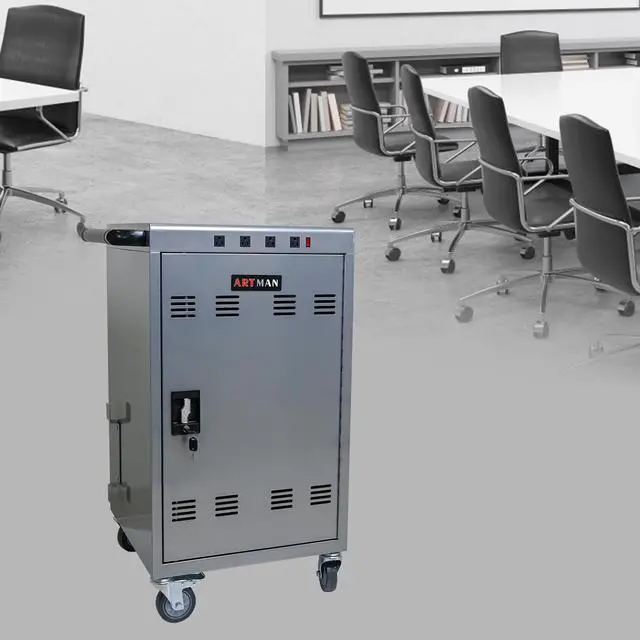 Alt view image 2 of 7 - Mobile Charging Cart and Cabinet for Tablets Laptops 35-Device (B30PLUS)-Silver