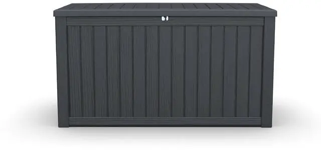 Main image of 180 Gallon Large Outdoor Storage XXL Deck Box for Patio Furniture, Outdoor Cushions, Garden Tools and Sports/Pools Equipment, Waterproof Resin, Lockable, Black
