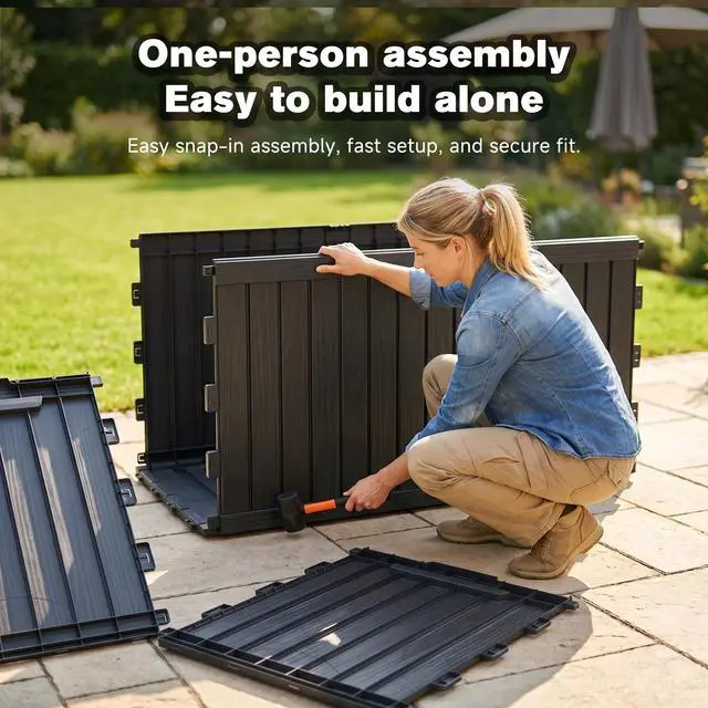 Alt view image 4 of 7 - 180 Gallon Large Outdoor Storage XXL Deck Box for Patio Furniture, Outdoor Cushions, Garden Tools and Sports/Pools Equipment, Waterproof Resin, Lockable, Black
