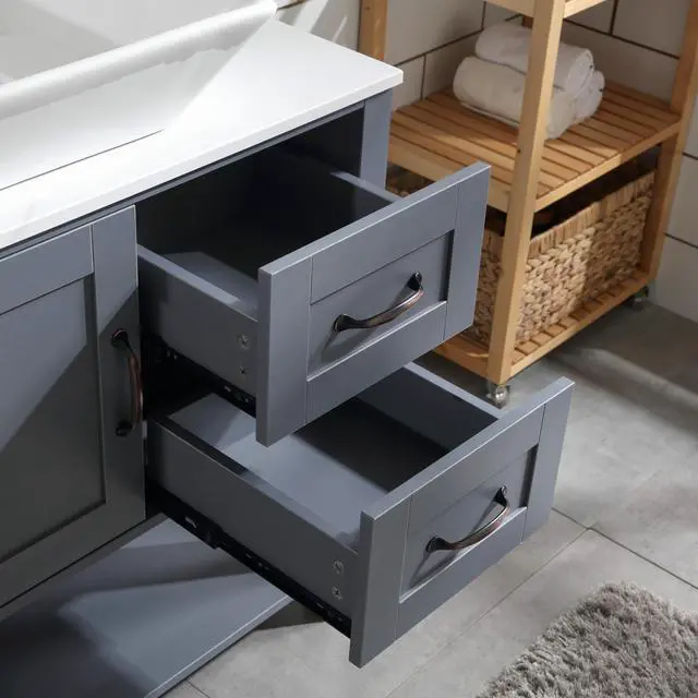 Alt view image 7 of 7 - 30" Gray Bathroom Vanity and Sink Combo Marble Pattern Top w/Mirror Faucet&Drain