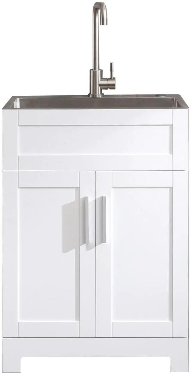 Main image of 24in White Paint Free Laundry Tub Cabinet w/ Stainless Steel Combo(Update)