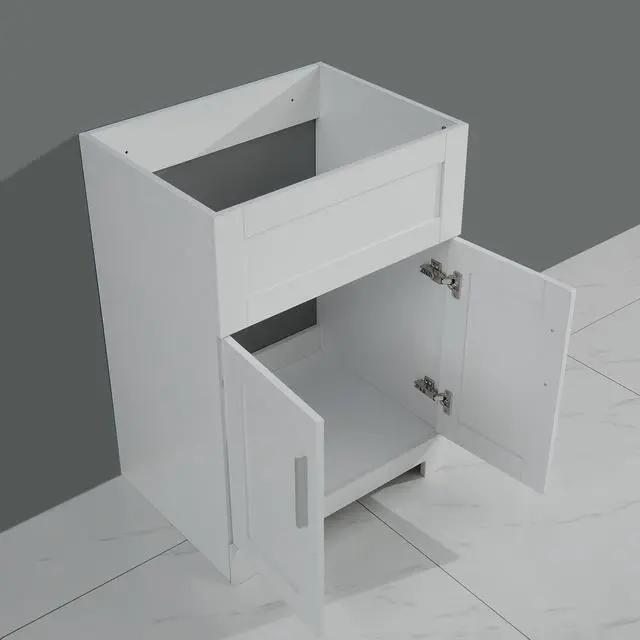 Alt view image 7 of 7 - 24in White Paint Free Laundry Tub Cabinet w/ Stainless Steel Combo(Update)