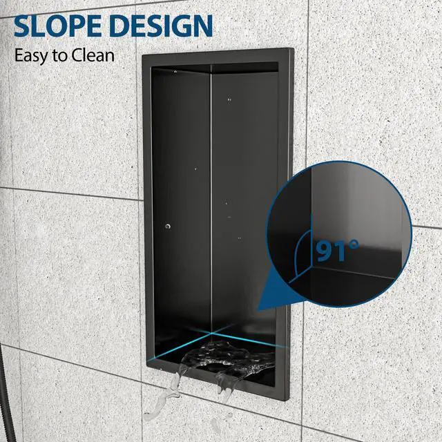 Alt view image 4 of 7 - 13" x 7" Stainless Steel Shower Niche , Gunmetal Black