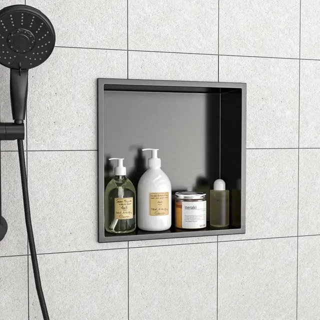 Alt view image 5 of 7 - 12" x 12" Stainless Steel Shower Niche, Gunmetal Black