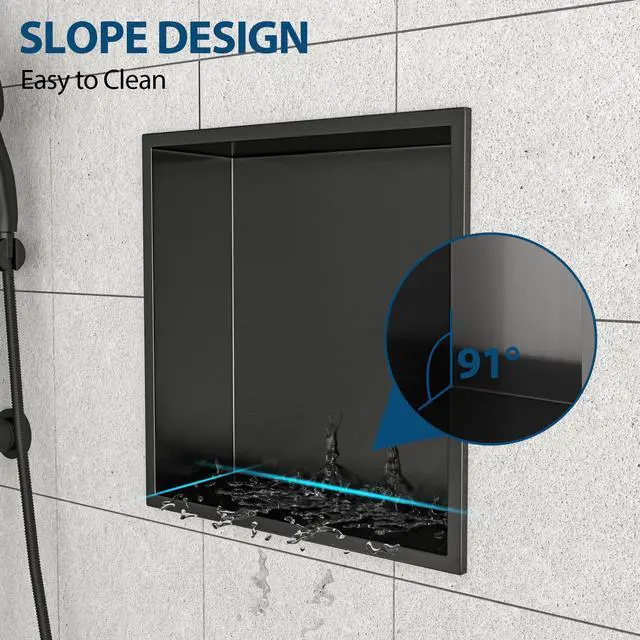 Alt view image 6 of 7 - 12" x 12" Stainless Steel Shower Niche, Gunmetal Black