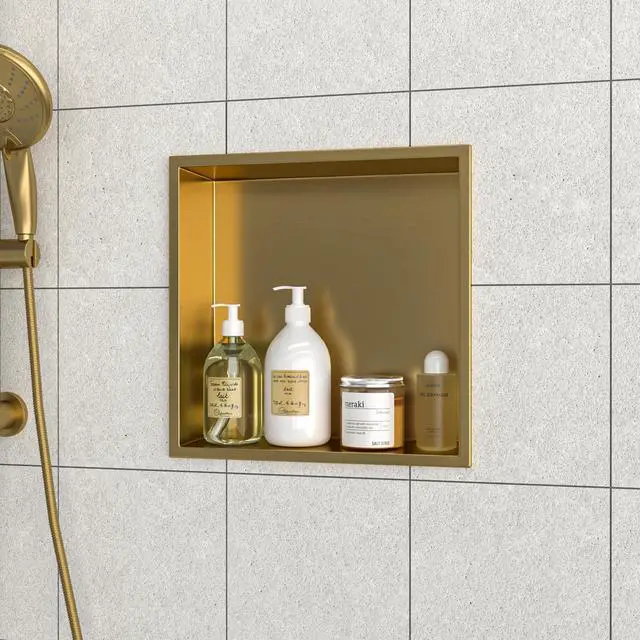 Alt view image 2 of 7 - 12" x 12" Stainless Steel Shower Niche, Gold