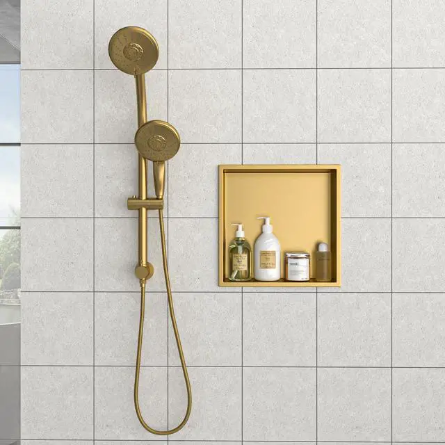 Alt view image 4 of 7 - 12" x 12" Stainless Steel Shower Niche, Gold