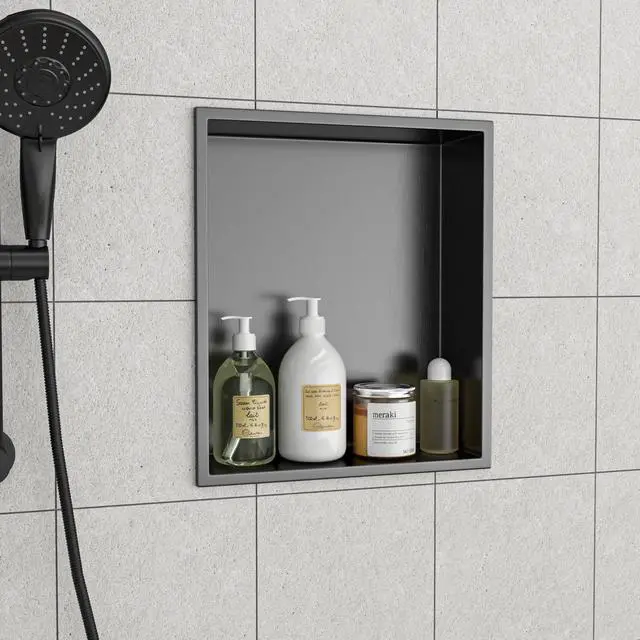 Alt view image 2 of 7 - 15" x 13" Stainless Steel Shower Niche, Gunmetal Black
