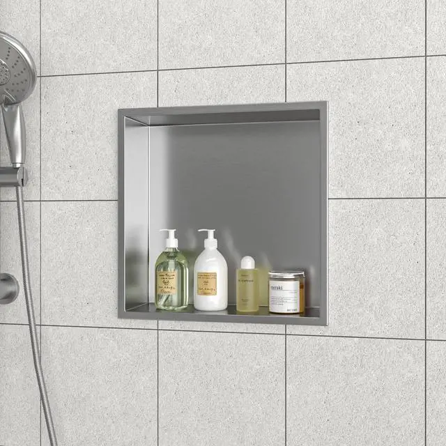Alt view image 2 of 7 - 12" x 12" Stainless Steel Shower Niche, Brushed Nickel