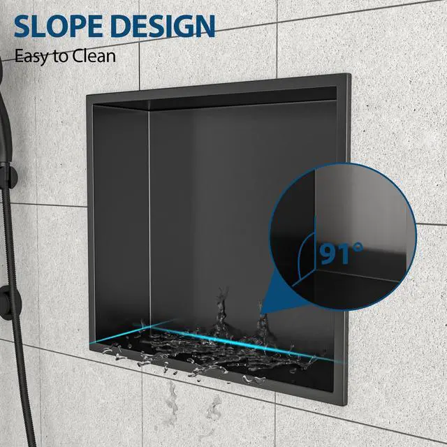 Alt view image 6 of 7 - 15" x 13" Stainless Steel Shower Niche, Gunmetal Black
