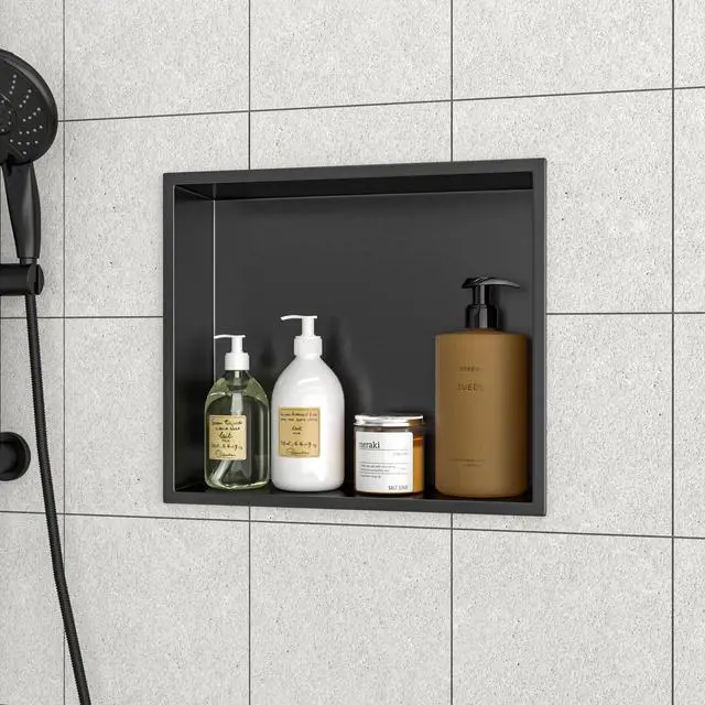 Alt view image 5 of 7 - 15" x 13" Stainless Steel Shower Niche, Gunmetal Black