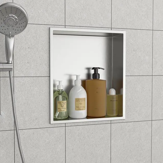 Alt view image 5 of 7 - 15" x 13" Stainless Steel Shower Niche, Brushed Nickel
