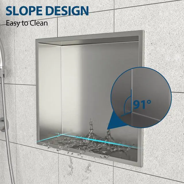 Alt view image 6 of 7 - 15" x 13" Stainless Steel Shower Niche, Brushed Nickel