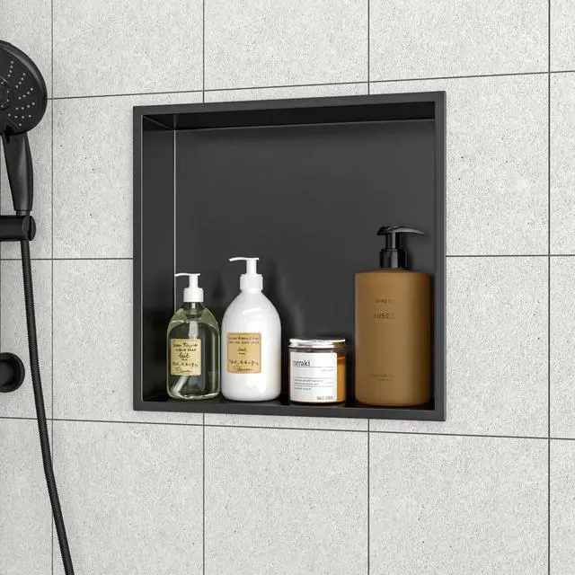 Alt view image 2 of 7 - 15" x 15" Stainless Steel Shower Niche, Gunmetal Black