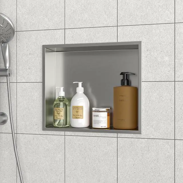 Alt view image 2 of 7 - 15" x 13" Stainless Steel Shower Niche, Brushed Nickel