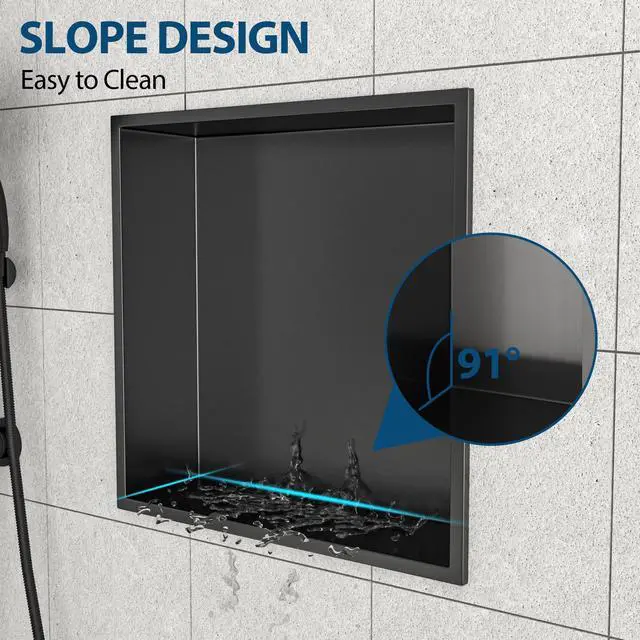 Alt view image 6 of 7 - 15" x 15" Stainless Steel Shower Niche, Gunmetal Black