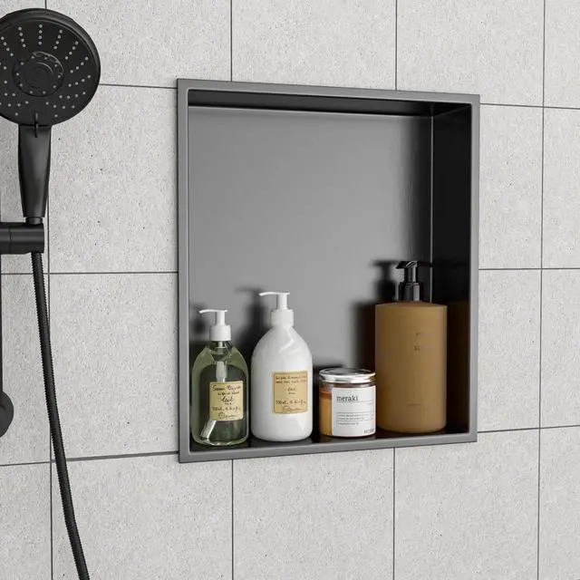 Alt view image 2 of 7 - 17" x 15" Stainless Steel Shower Niche, Gunmetal Black