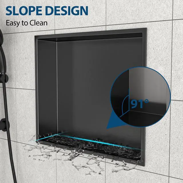Alt view image 6 of 7 - 17" x 15" Stainless Steel Shower Niche, Gunmetal Black