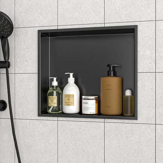 Alt view image 5 of 7 - 17" x 15" Stainless Steel Shower Niche, Gunmetal Black