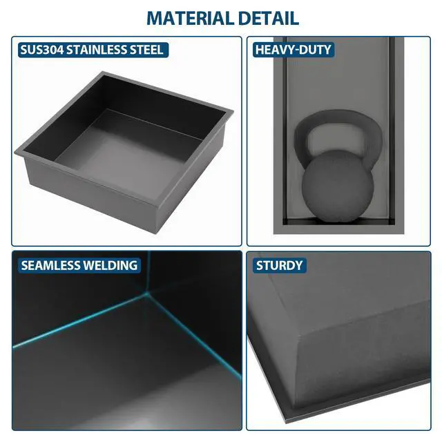 Alt view image 7 of 7 - 17" x 15" Stainless Steel Shower Niche, Gunmetal Black