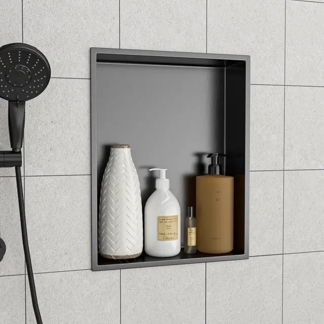 Alt view image 2 of 7 - 19" x 15" Stainless Steel Shower Niche, Gunmetal Black