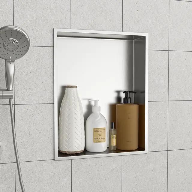 Alt view image 4 of 7 - 19" x 15" Stainless Steel Shower Niche, Brushed Nickel