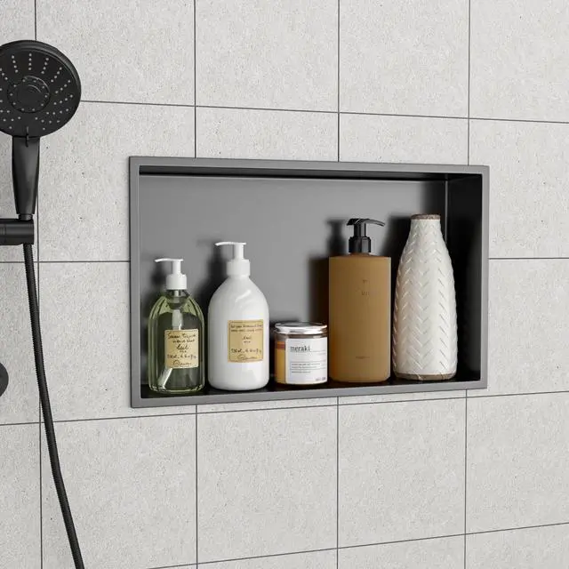 Alt view image 2 of 7 - 21" x 13" Stainless Steel Shower Niche, Gunmetal Black