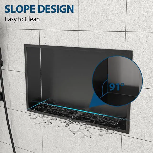 Alt view image 6 of 7 - 21" x 13" Stainless Steel Shower Niche, Gunmetal Black