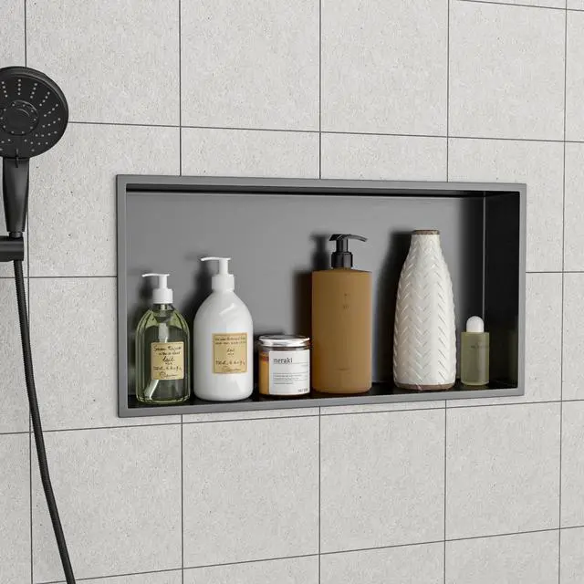 Alt view image 2 of 7 - 25" x 13" Stainless Steel Shower Niche, Gunmetal Black
