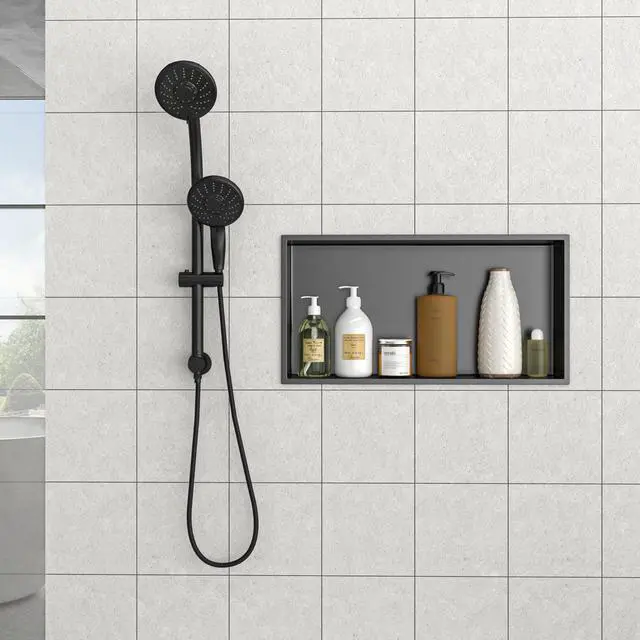 Alt view image 4 of 7 - 25" x 13" Stainless Steel Shower Niche, Gunmetal Black