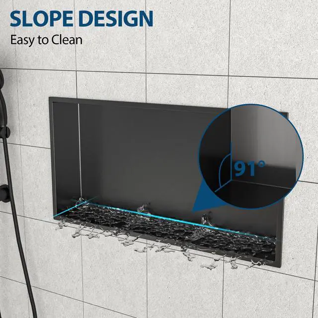 Alt view image 6 of 7 - 25" x 13" Stainless Steel Shower Niche, Gunmetal Black