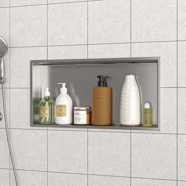 Alt view image 2 of 7 - 25" x 13" Stainless Steel Shower Niche, Brushed Nickel