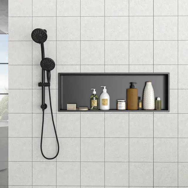 Alt view image 4 of 7 - 37" x 13" Stainless Steel Shower Niche, Gunmetal Black