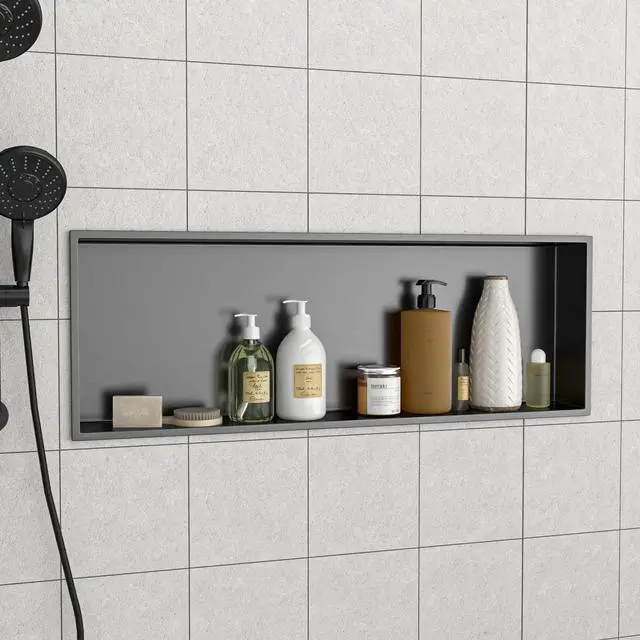 Alt view image 5 of 7 - 37" x 13" Stainless Steel Shower Niche, Gunmetal Black