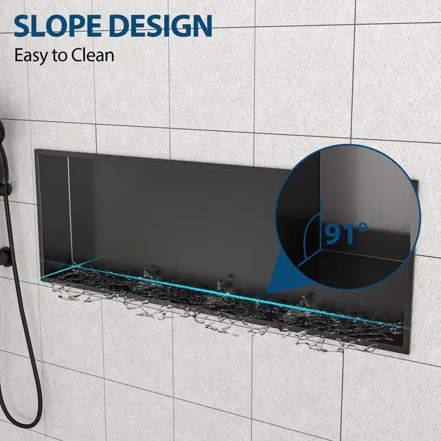 Alt view image 7 of 7 - 37" x 13" Stainless Steel Shower Niche, Gunmetal Black