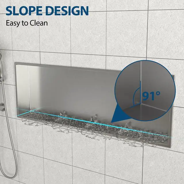 Alt view image 6 of 7 - 37" x 13" Stainless Steel Shower Niche, Brushed Nickel