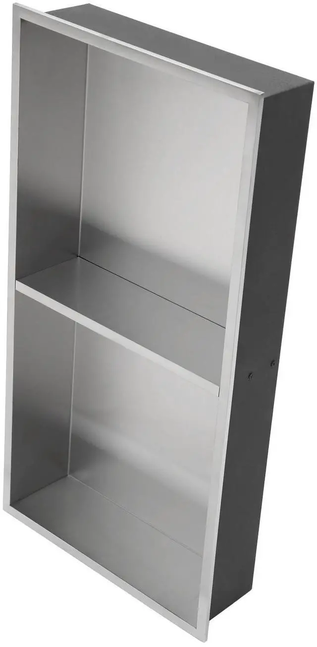 Main image of 13" x 25" Stainless Steel Shower Niche Double Shelf, Brushed Nickel