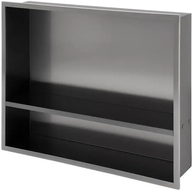 Main image of 19" x 15" Stainless Steel Shower Niche Double Shelf, Gunmetal Black