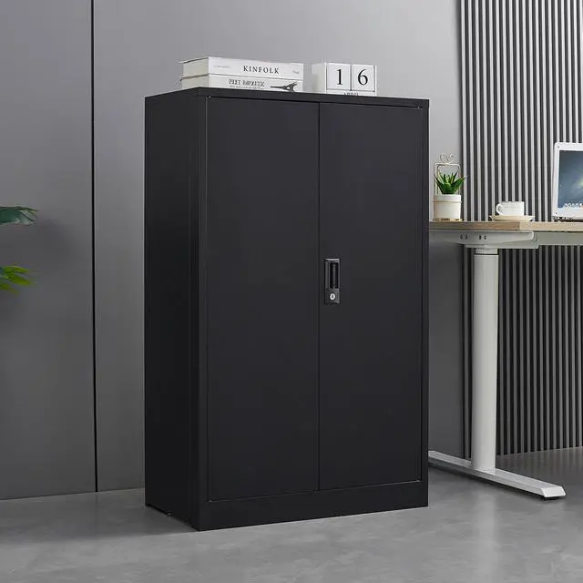 Alt view image 5 of 7 - Metal Storage Cabinet with Locking Doors and Adjustable Shelf, Folding Filing Storage Cabinet , Folding Storage Locker Cabinet for Home Office,School,Garage, Black