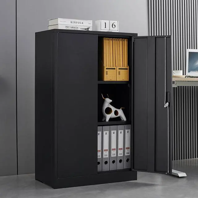 Alt view image 2 of 7 - Metal Storage Cabinet with Locking Doors and Adjustable Shelf, Folding Filing Storage Cabinet , Folding Storage Locker Cabinet for Home Office,School,Garage, Black