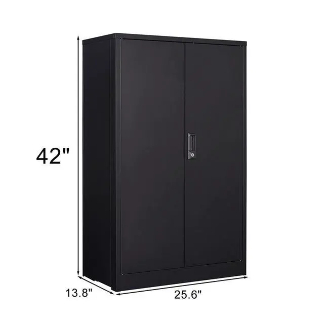 Alt view image 3 of 7 - Metal Storage Cabinet with Locking Doors and Adjustable Shelf, Folding Filing Storage Cabinet , Folding Storage Locker Cabinet for Home Office,School,Garage, Black