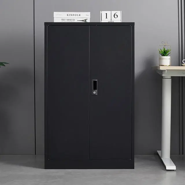 Alt view image 7 of 7 - Metal Storage Cabinet with Locking Doors and Adjustable Shelf, Folding Filing Storage Cabinet , Folding Storage Locker Cabinet for Home Office,School,Garage, Black