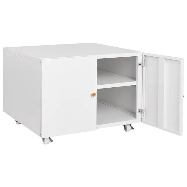 Alt view image 4 of 7 - White Metal Printer Stand with Storage Mobile Printer Tables for Small Spaces with Door Adjustable Shelf File Cabinet on Wheels for Home Office.